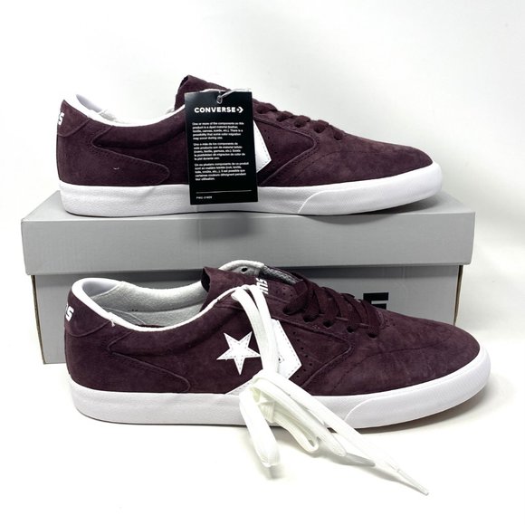 CONVERSE Men's Checkpoint PRO OX Black Currant White Suede Low Sneakers 168651C - Picture 2 of 11
